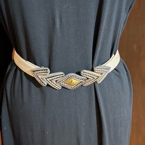 Ivory Snakeskin Interlocking Buckle